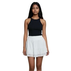 Hollister White Tiered Mini Skirt